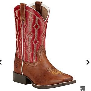 Ariat Youth Brown w/Red Top Square Toe Boots